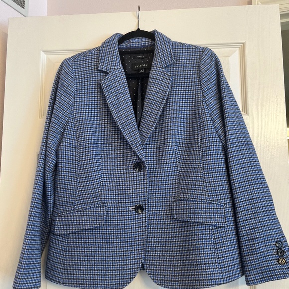 Blue plaid houndstooth Talbots blazer size 10 - Picture 1 of 5